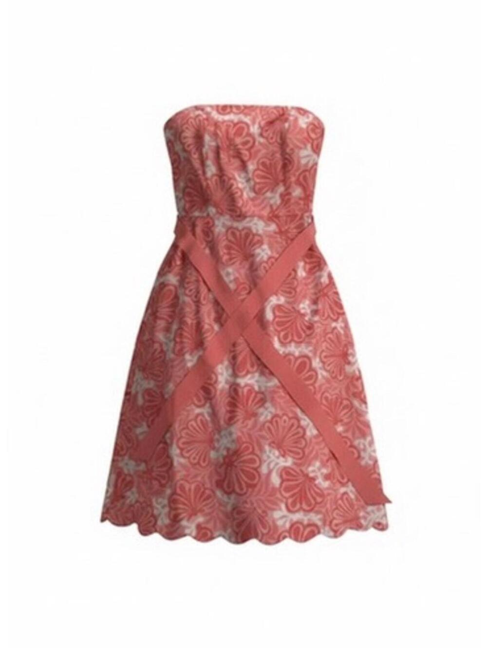 Lilly Pulitzer Sienna Size 4 Strapless Bandeau Coral Pink and White Dress